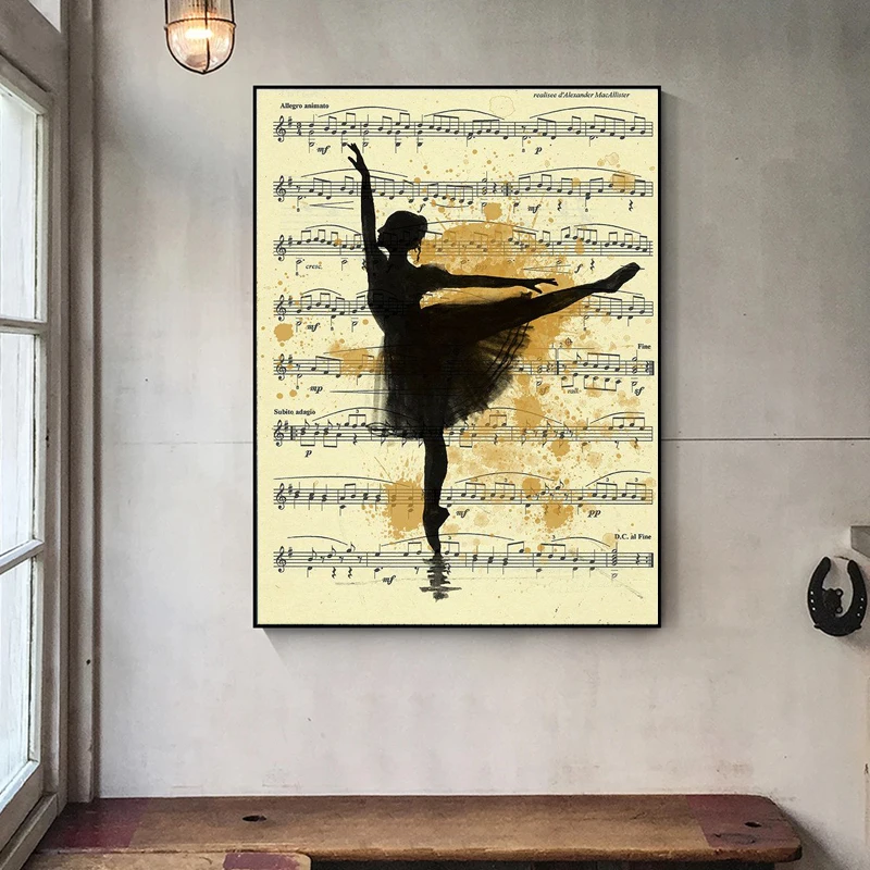 Винтажная Картина на холсте с изображением балерины девушек балерин музыкальный