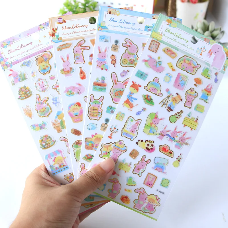 1 Набор/1 партия канцелярские наклейки мультфильм милый кролик дневник