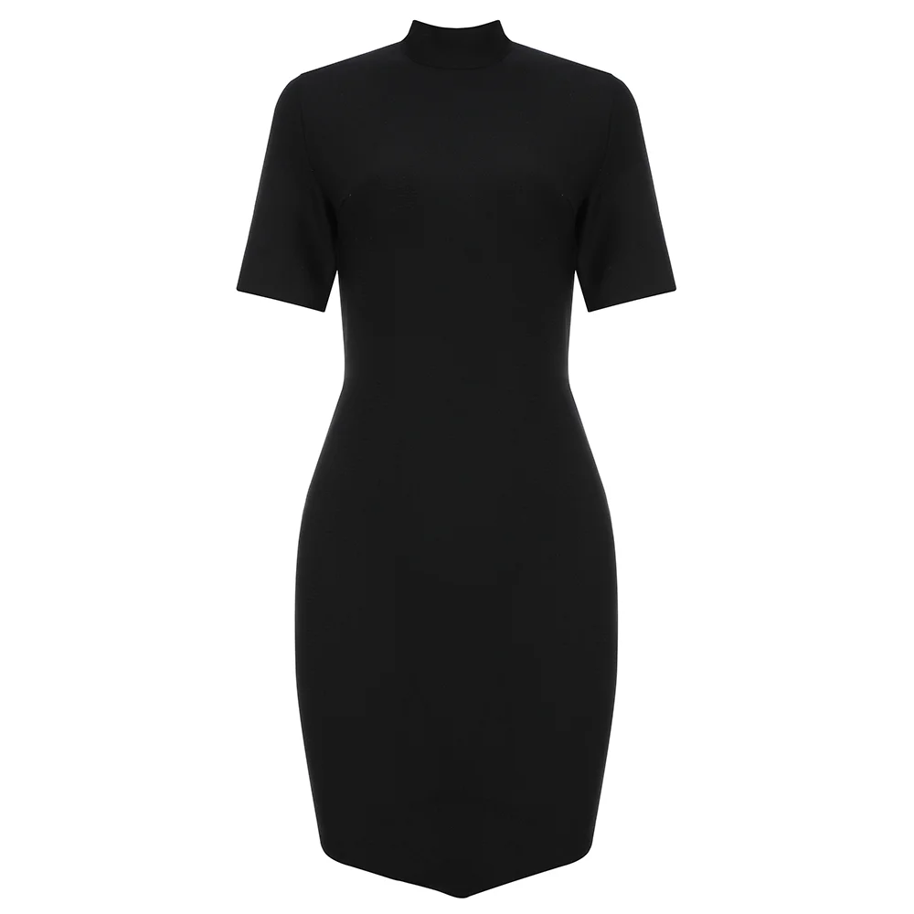 Женское однотонное летнее платье с коротким рукавом черное Белое Облегающее