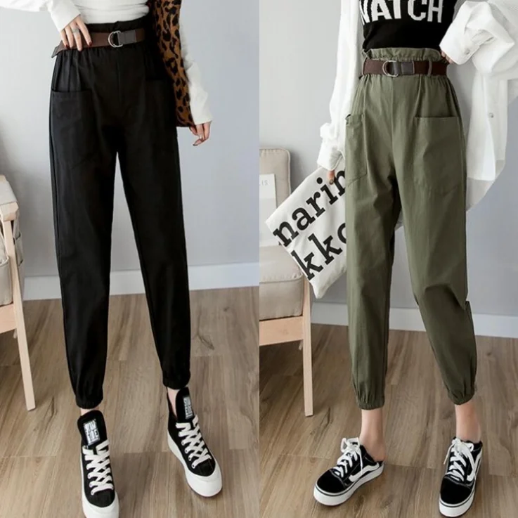 Брюки-карандаш женские однотонные с высокой талией на весну и лето 2020 | Женская