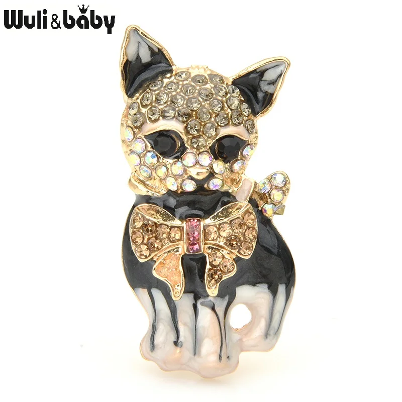 Классические эмалевые Броши Wuli &amp baby в виде стразы эмаль броши-кошки женские