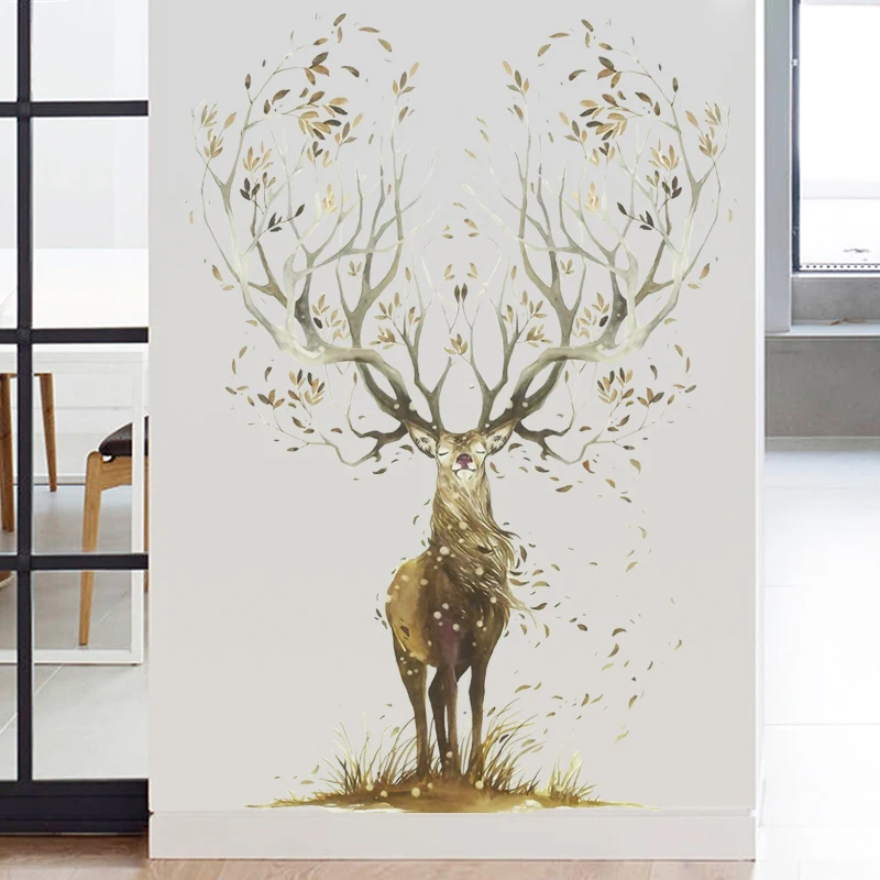 3D художественный Рог дерева олень Настенный декор снятие и наклейка Backsplash