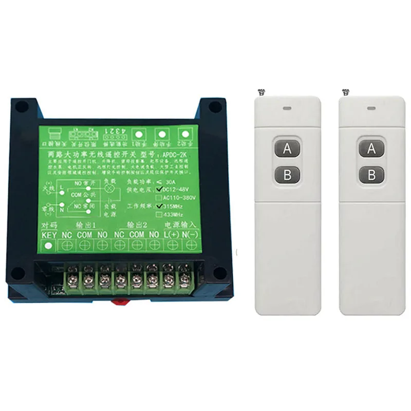 3000 м переключатель дистанционного управления 12 В 24 в 36 в 48 в 2 канала 10 А релейный приемник передатчик обучение светильник щению лампы беспроводной переключатель