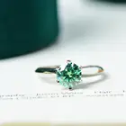 Классическое Обручальное кольцо для девочек-подростков из серебра 925 пробы с круглым зеленым муассанитом D-образного цвета с бриллиантом, обручальное кольцо с изумрудом
