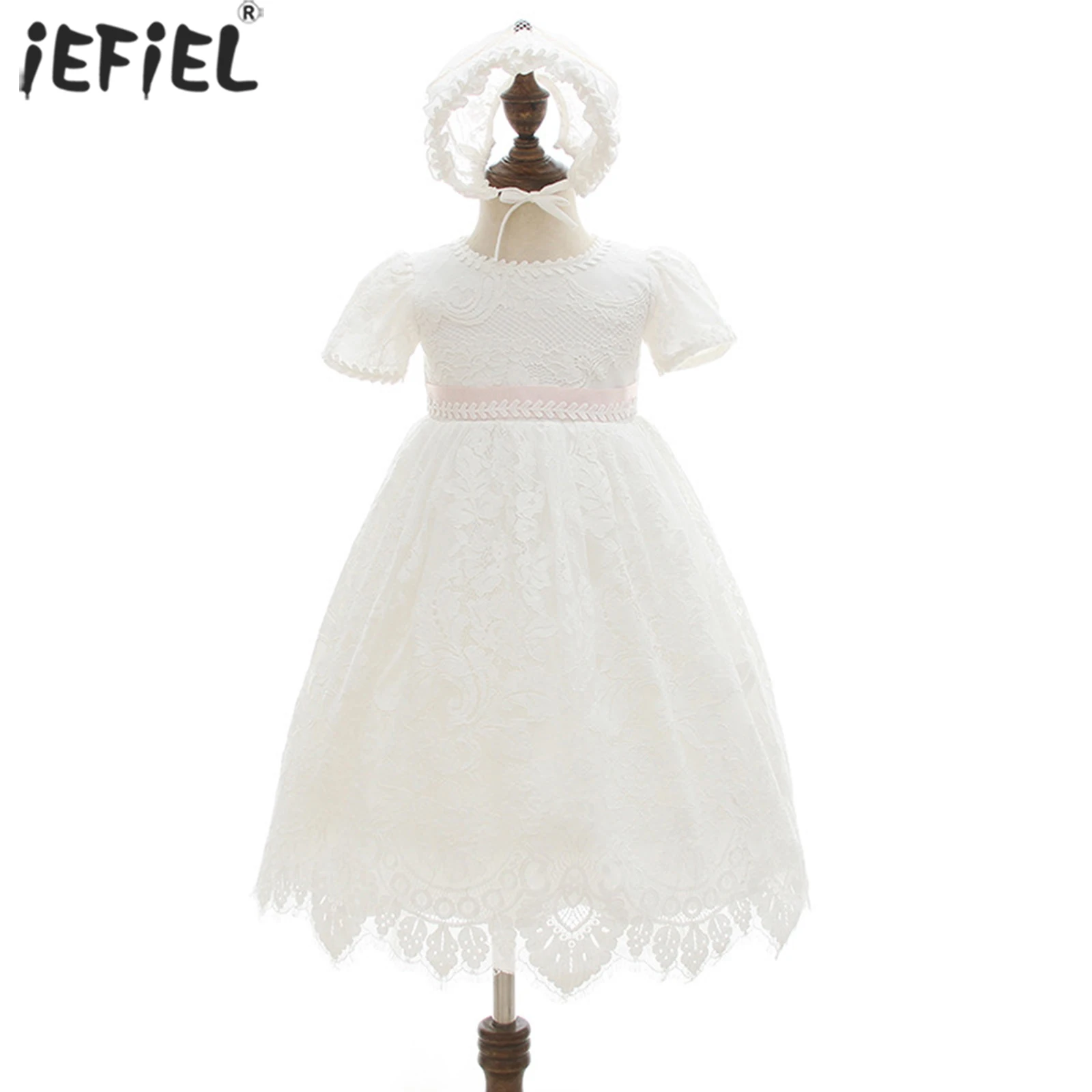 

Newborn Baby Girls One Year Baptism Dresses White Floral Lace 1st First Birthday Party Dress Infants Princess Christening Dress