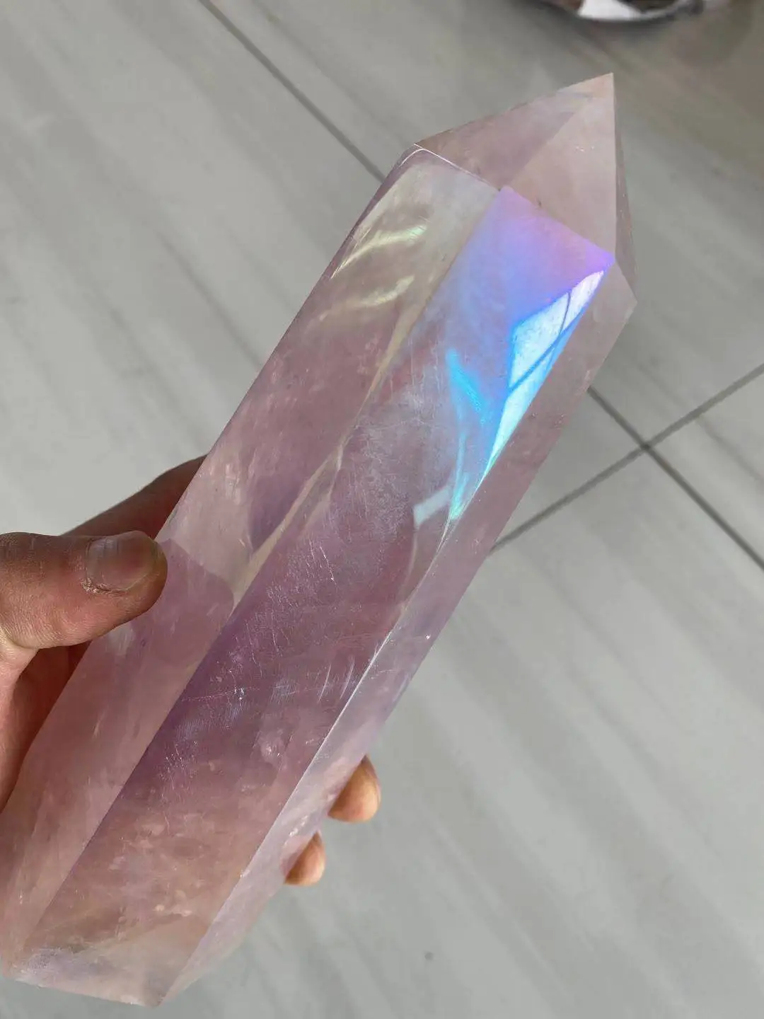 Natural Rose crystal Pink aura crystal point natural crystal wand 1000-1100g