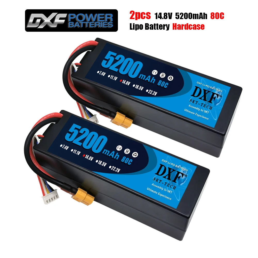 DXF 2 шт. Lipo Батарея 2S 3S 4S 6S 7 4 V 11 1 14 8 22 5200 мА/ч 80C/160C для RC1/8 1/10 автомобиля XxMax Багги
