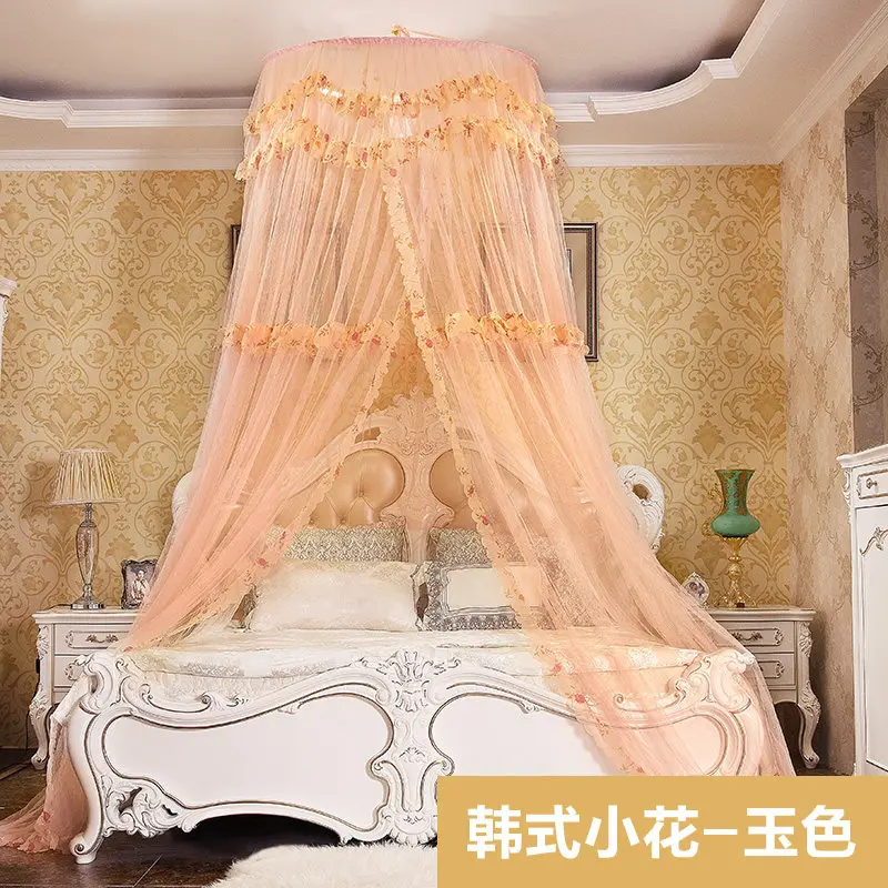

Romantic Lace Curtains Hung Dome Mosquito Mesh Honeymoon Mosquito Net Double bed curtain Canopy Round Insect Netting Tent Q