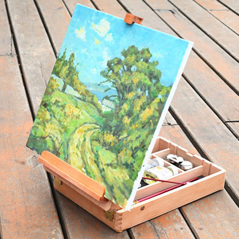 

Portable Wooden Beech Sketch Box Easel for Painting Drawing Table Oil Painting Tool Storage Box Art Supplies for Artist Children