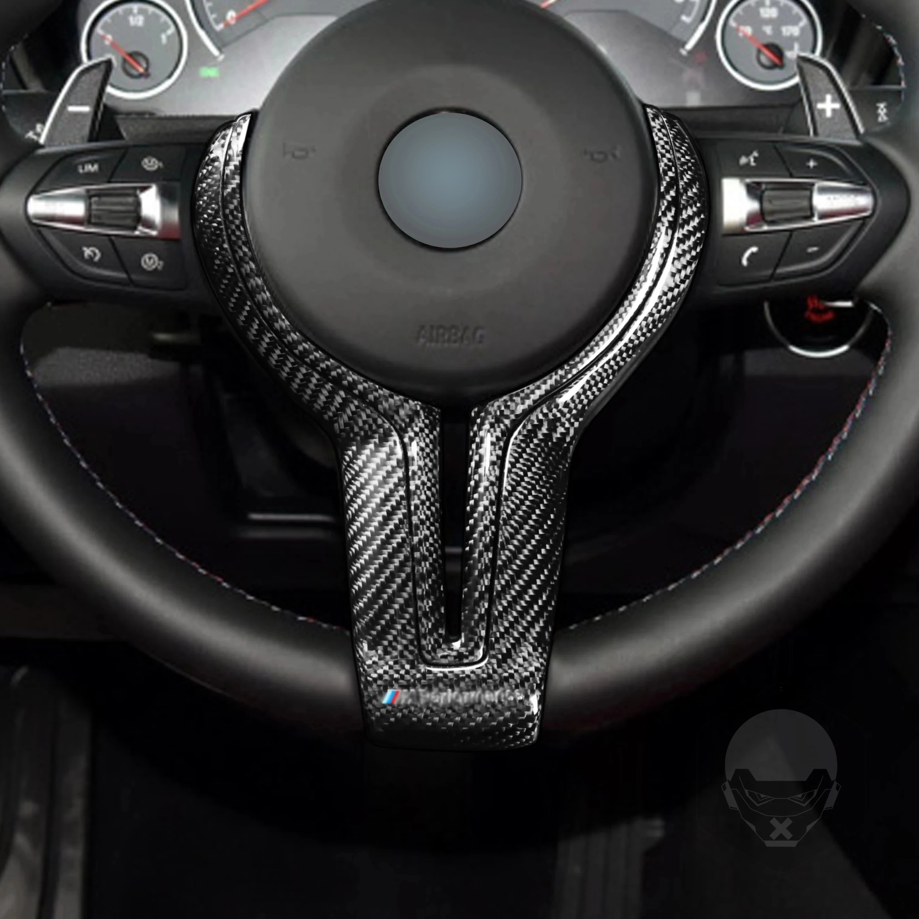 Дешево Новинка Автомобильная наклейка на руль из углеродного волокна для BMW M Sport версия M2 M3 F80 M4 F82 M5 F10 M6 F06 F15 F16 X5M X6M