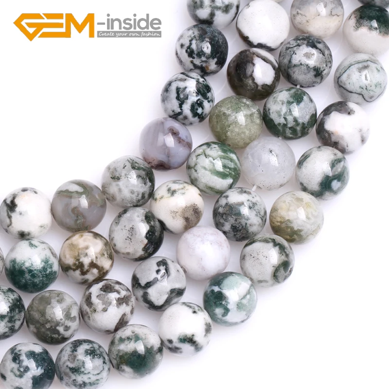 Натуральный зеленый бисер круглой формы россыпью из Мохового дерева для