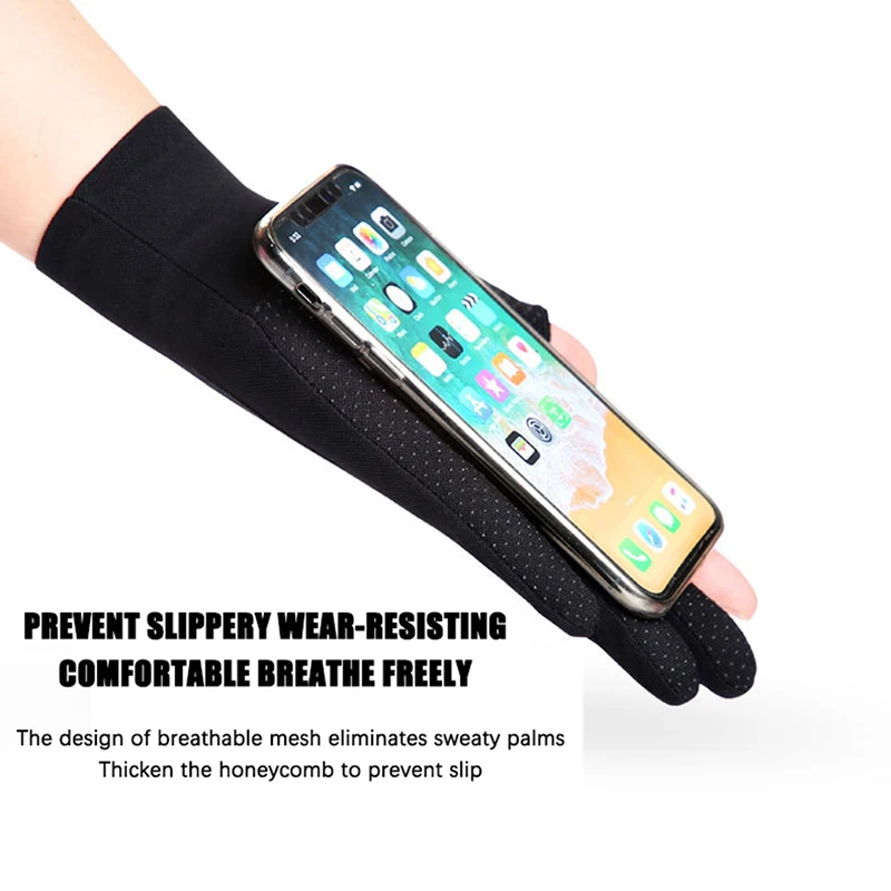 

Summer Cycling Touch Screen Men Gloves Non-Slip Outdoor Sports Sunscreen Driving Breathable Ice Silk Women Thin Fingerless Glove