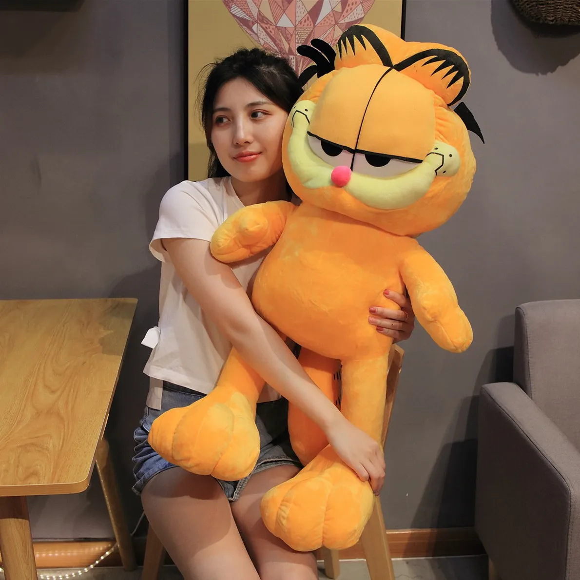 Огромная милая плюшевая игрушка в виде кота Гарфилда 80 см супермягкая мультяшная