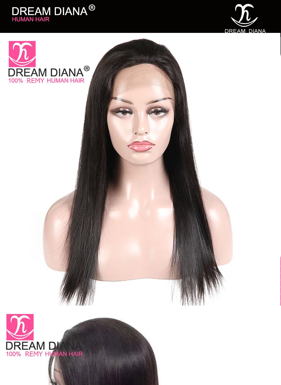 DreamDiana бразильский прямой парик на кружеве 8-2" натуральный черный Remy парики без клея 13x4 кружевные передние человеческие волосы парики низкое соотношение
