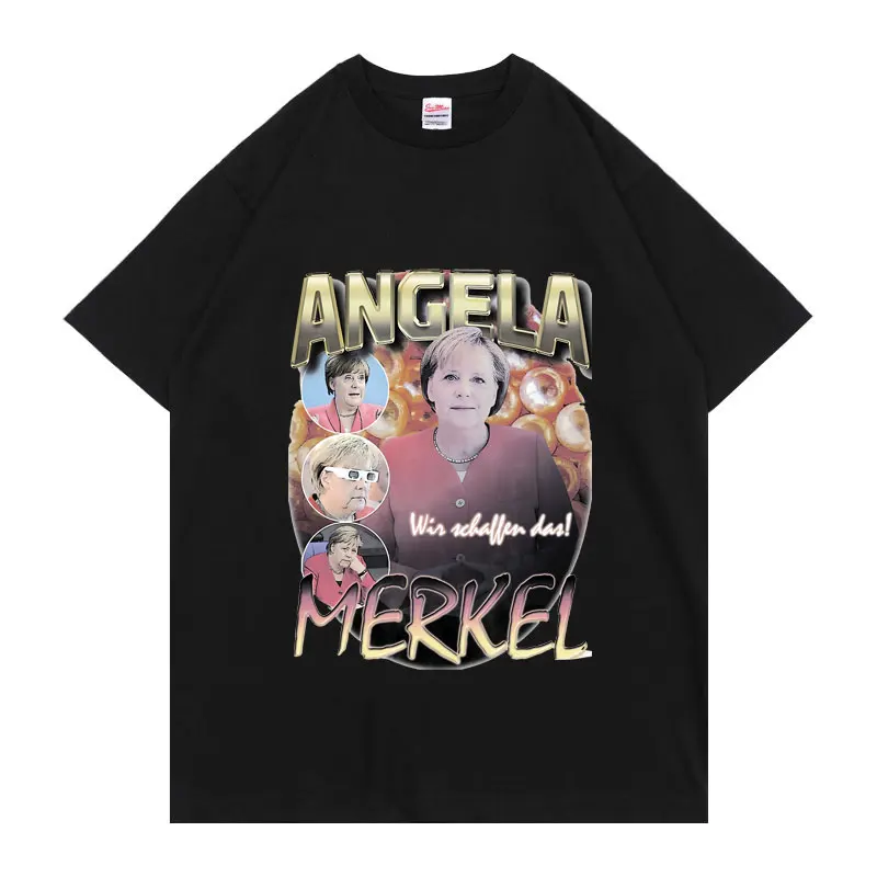 

Aegela Merkel Rap Bootleg Print T-shirt Men Women Fashion Street Tshirt High Quality Comfortable Cotton T Shirts Hip Hop New Tee