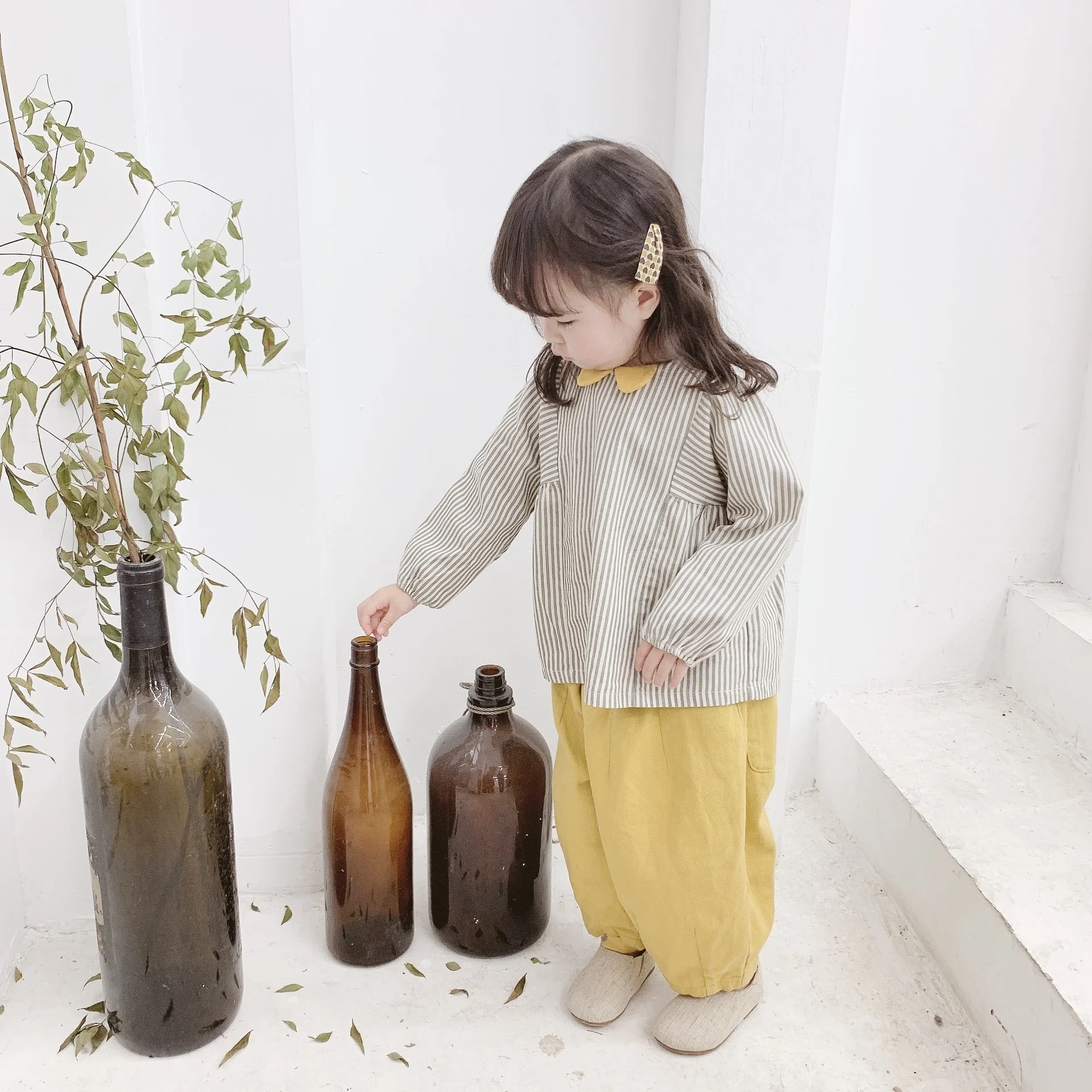 

Spring Autumn Boys Girls Korean Style High Waist Harem Pants 1-5 Years Children Solid Color All-match Ninth Pants
