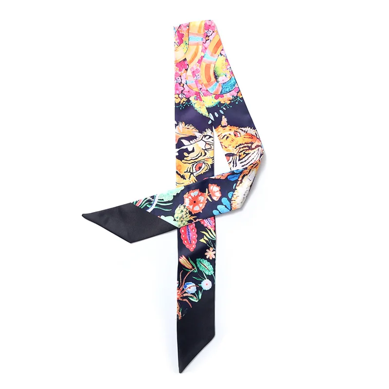 Женский шелковый шарф с принтом тигра и змеи роскошный брендовый платок модная