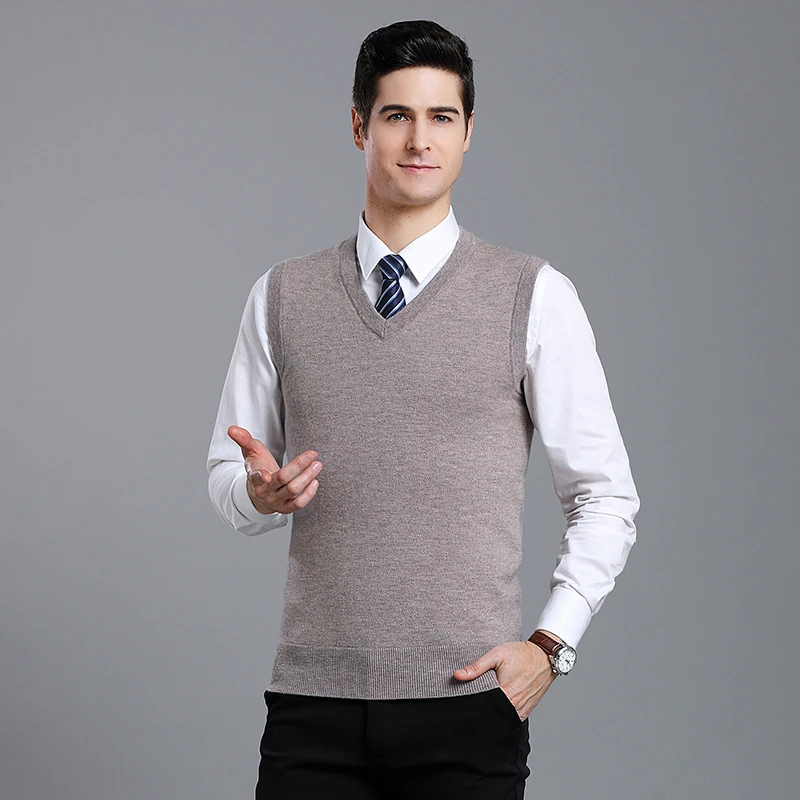 Мужской Повседневный свитер теплый повседневный жилет из чистого кашемира с v