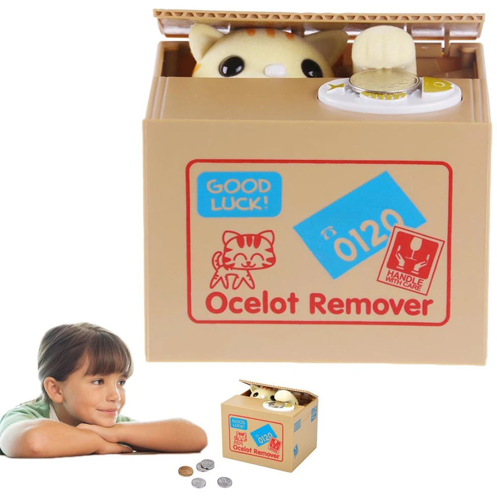 Креативная копилка для сбережений денег из АБС пластика с милым котом монет