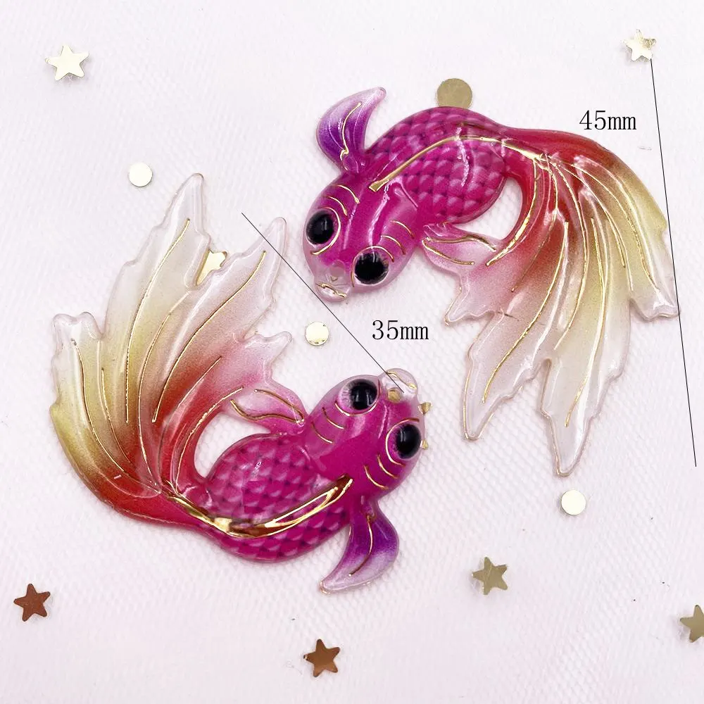 Новинка 8 шт. Смола блестящие красочные большие золотые рыбки плоские стразы для