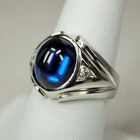 Винтажные мужские геометрические кольца с синим камнем для мужчин, большие обручальные кольца, мужские и женские ювелирные изделия для помолвки Вечерние