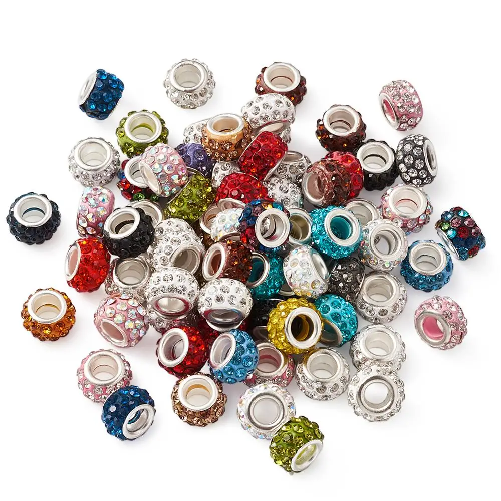 100 шт. бусины стразы из полимерной глины в европейском стиле с большими