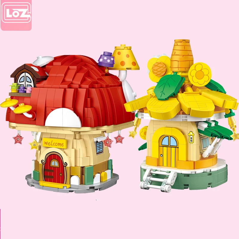 LOZ мини Алмазный строительный блок уличный вид Подсолнух гриб дом сборные