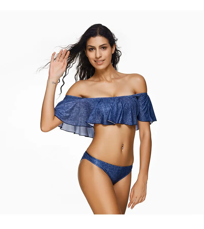 

Summer New Women Swimsuit Sexy Bikini swimwear denim color Brazil swimsuit Ladies Beachwear Girls Bathing suit Large Small Code