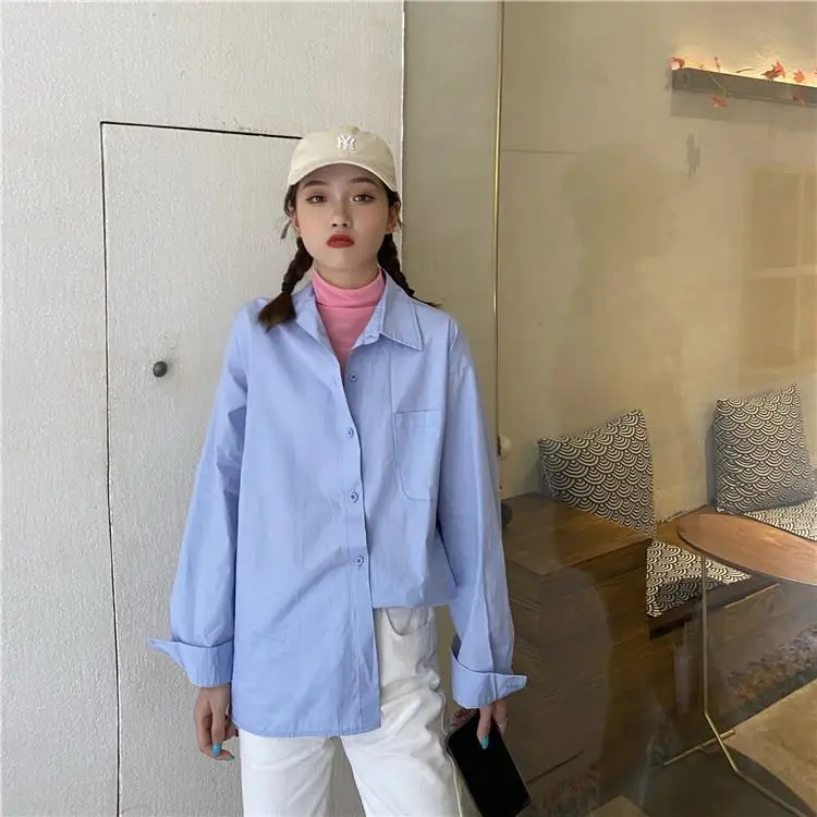 

2021 Women Blouse Long Sleeve Shirts Women Fashion Blouse Spring and Autumn New Blouse Loose Drooping Retro Shirt Tops W27