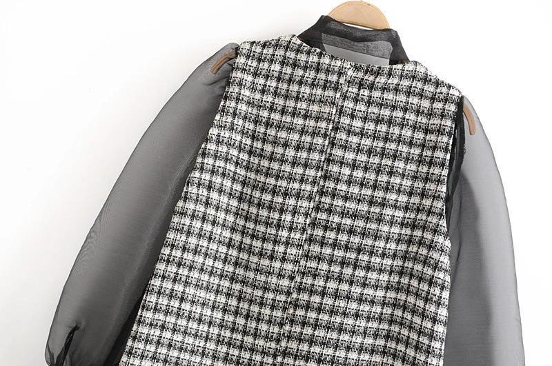 Женское платье повседневное клетчатое из органзы декоративное с бантом выше