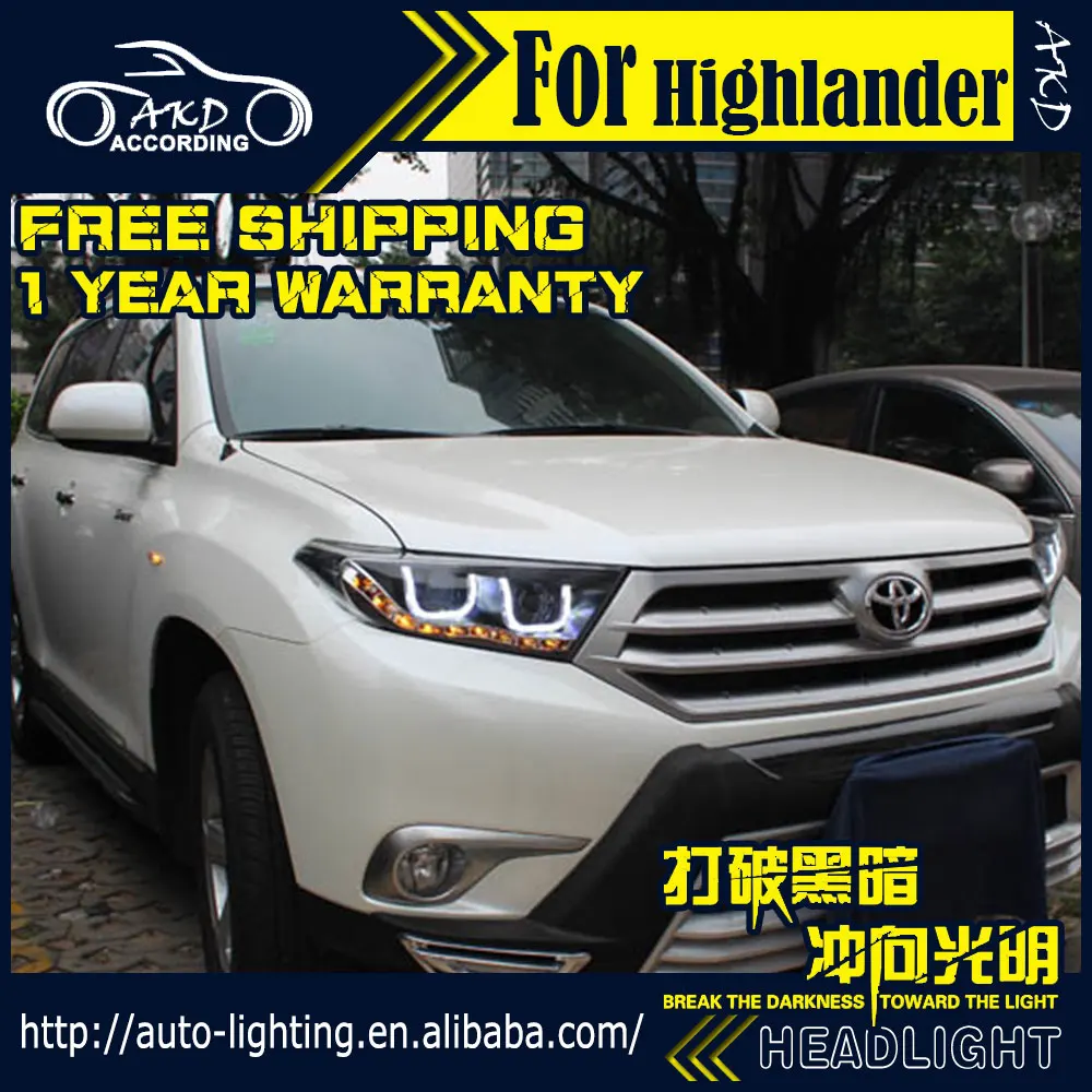 AKD автостайлинг фары для Toyota Highlander 2012 светодиодные ДХО H7 D2H Hid опция ангельский