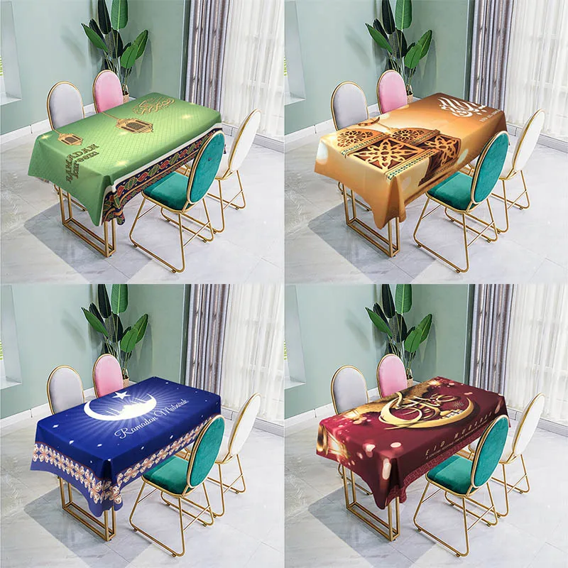 Черный ИД Мубарак скатерть мусульманские Вечерние обеденный Скатерти Исламской