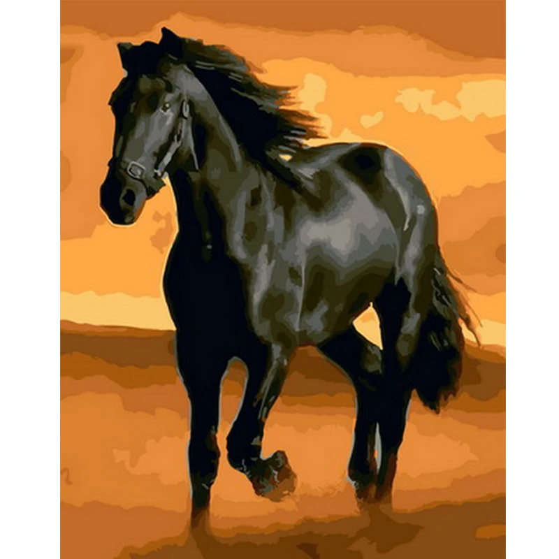 

Набор для рисования по номерам на холсте Desert Black Horse, 40 х50 см