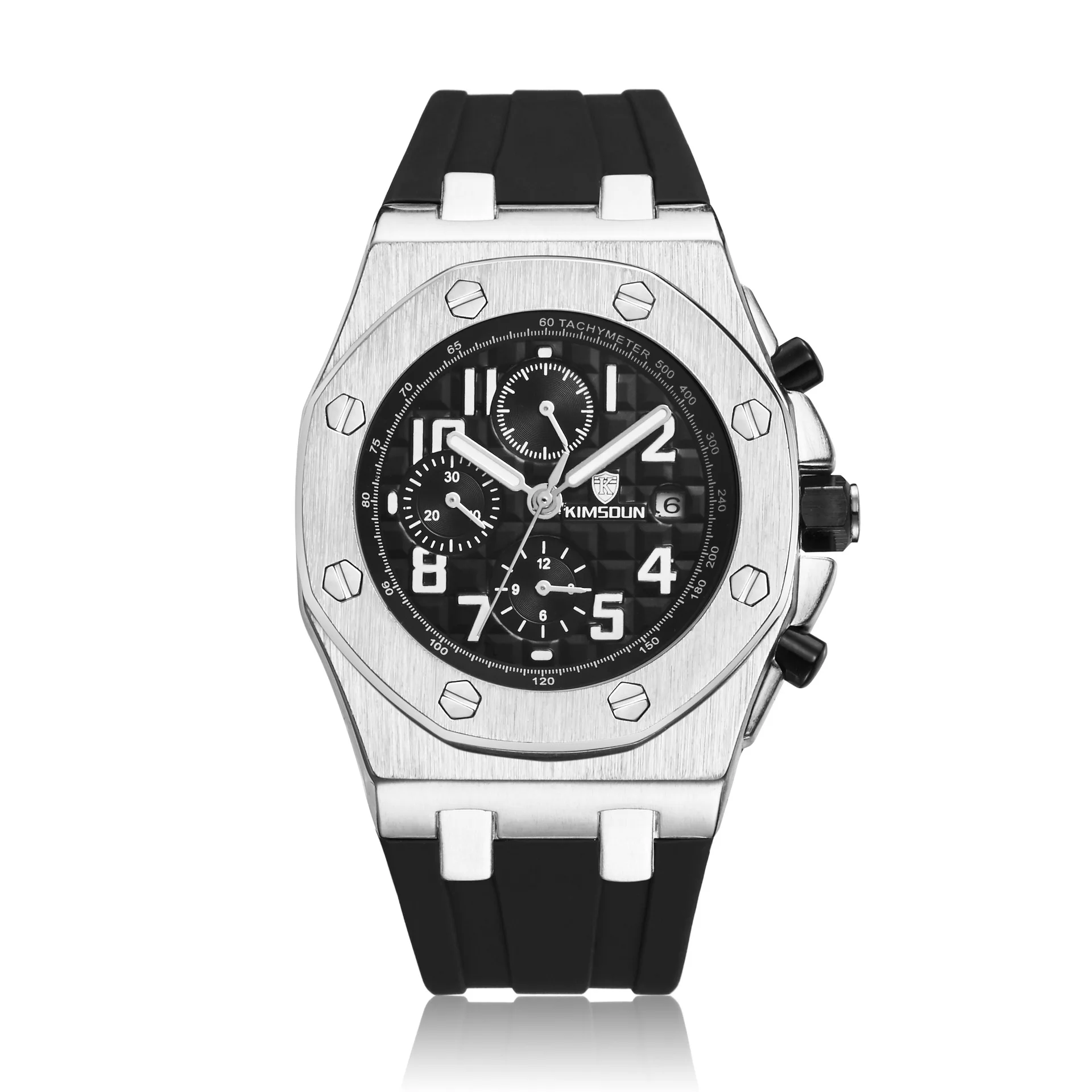 

2021 new creative fashion men's watch explosion models silicone three-eye waterproof multi-function automatic mechanical watch