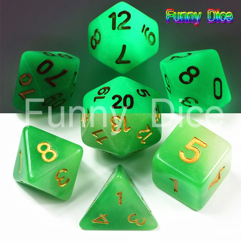 Два цвета микс Цвет светится в темноте кости 7 шт./компл. D4 D6 D8 D10 % D12 D20 для D &amp RPG