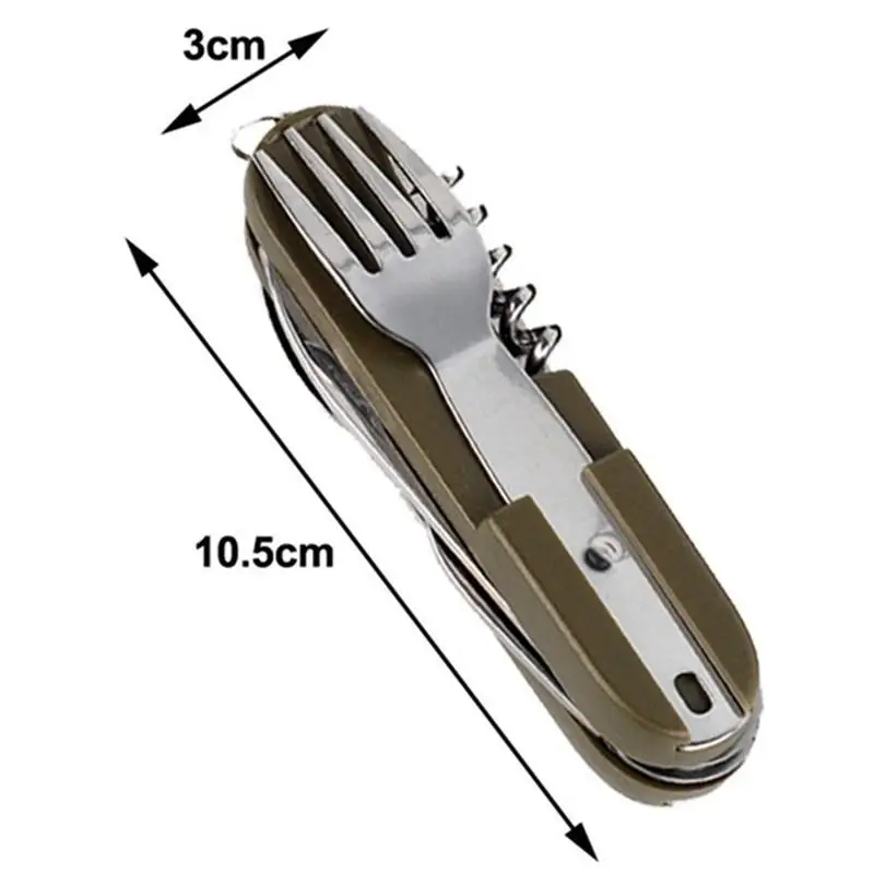 Армейский зеленый складной портативный столовый прибор из нержавеющей стали для