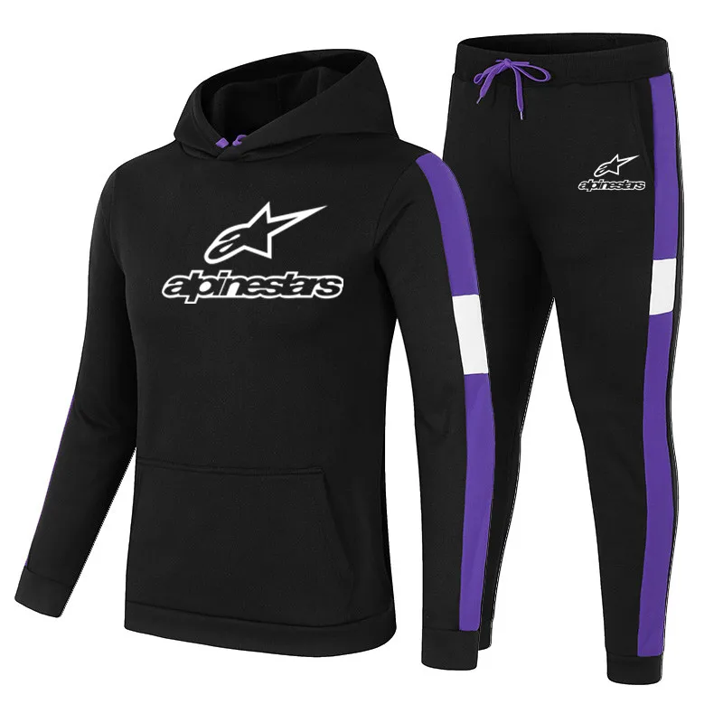 

Spring and autumn new brand Alpine Star casual sportswear men's suit printed jogging hoodie + trousers two-piece suit