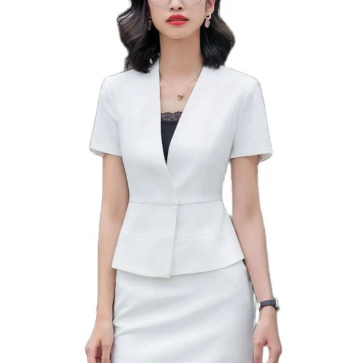 Профессиональный костюм новинка темпераментная белая юбка с коротким рукавом и