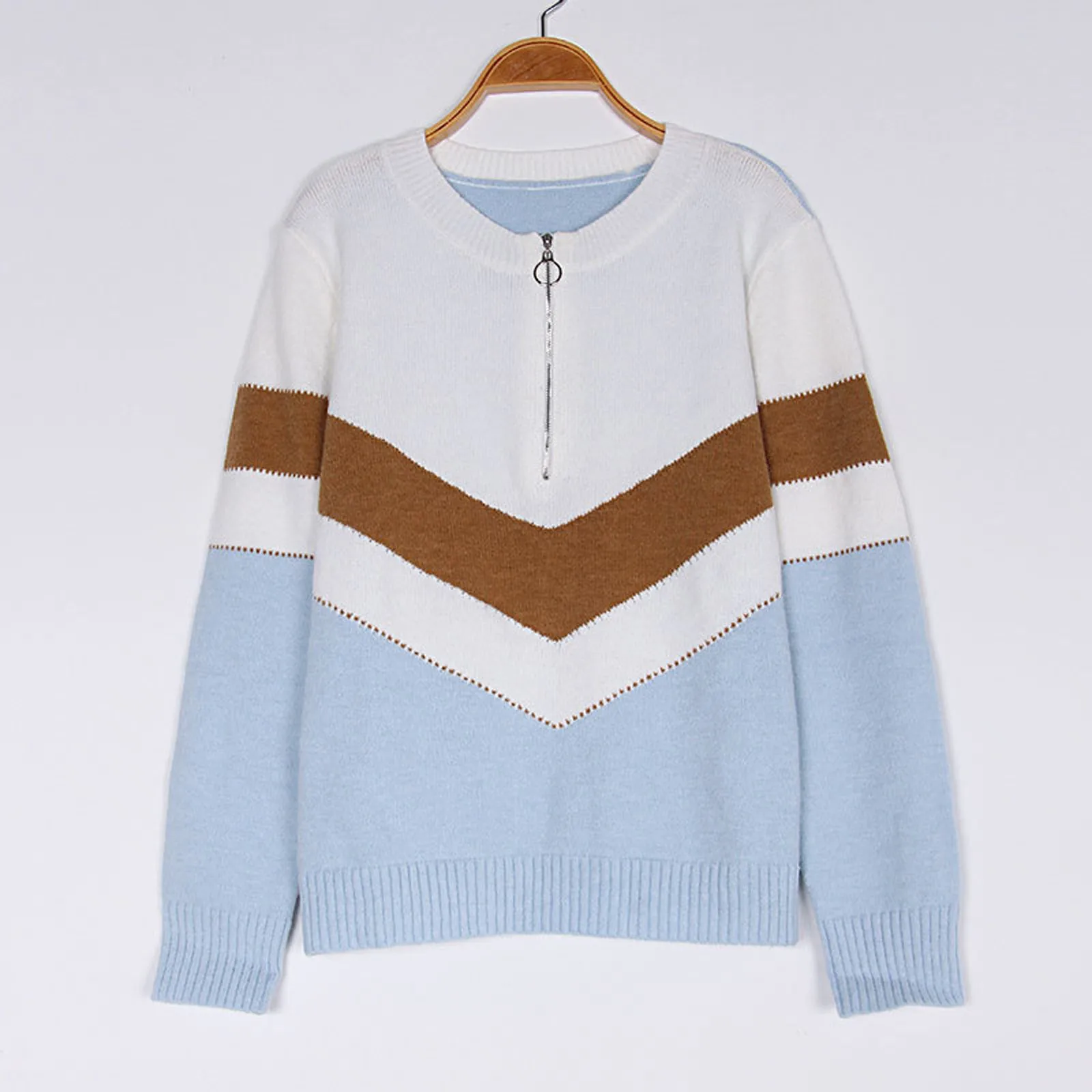 Свитер женский оверсайз с длинным рукавом на молнии | Женская одежда