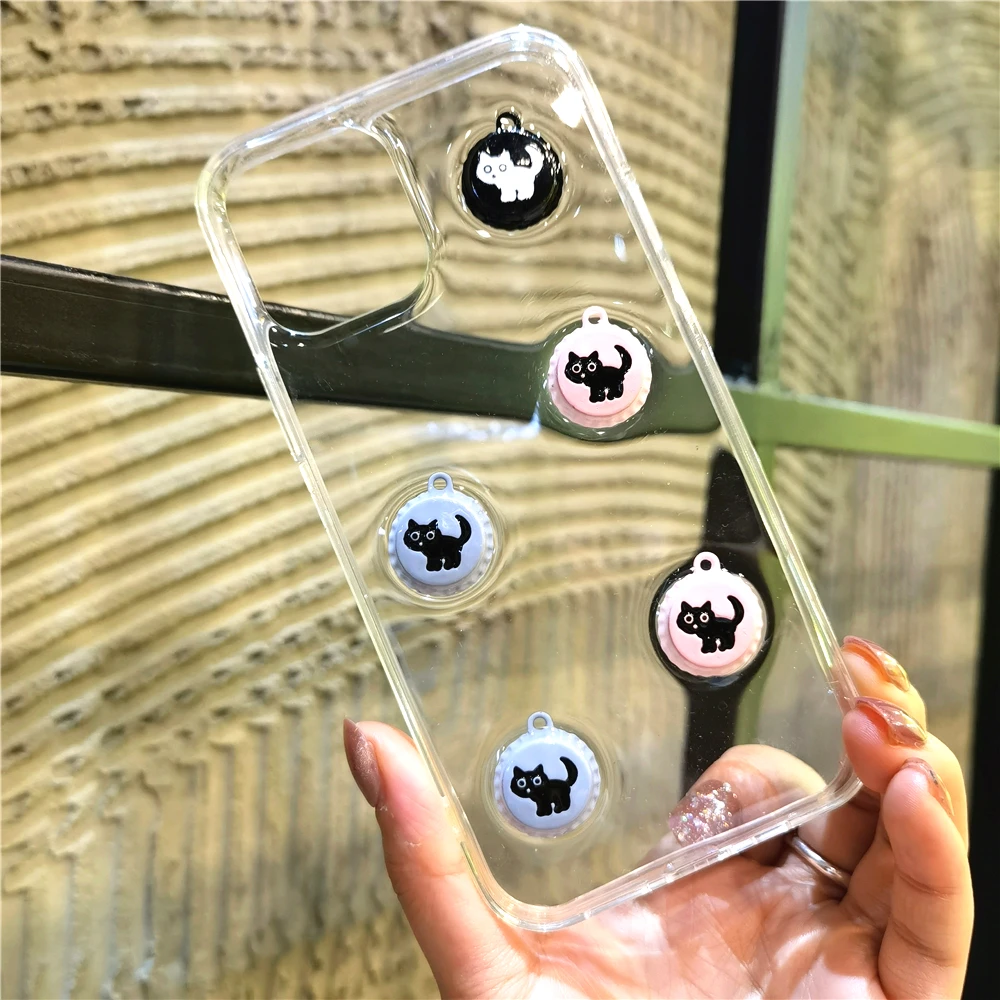 

Vya INS Cute Pet Cat PatternBottle Caps Phone case For Iphone 11ProMax12Mini XR X XS 6s Soft Silicone Transparent Cover