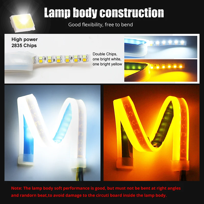 2x автомобильный DRL светодиодный дневные ходовые огни белая желтая фара