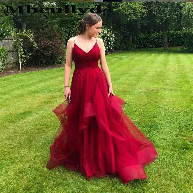 

Mbcullyd Luxurious Burgundy Prom Dresses Long 2023 Puffy Tulle Evening Party Gowns For Women Formal Vestidos de fiesta de noche