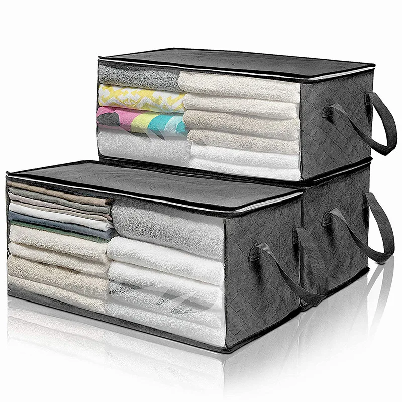 

Quilt Clothes Storage Boxs Home Non-woven Large Capacity Foldable Closet Organizer Box Portable Move House Tidy Packing Bag