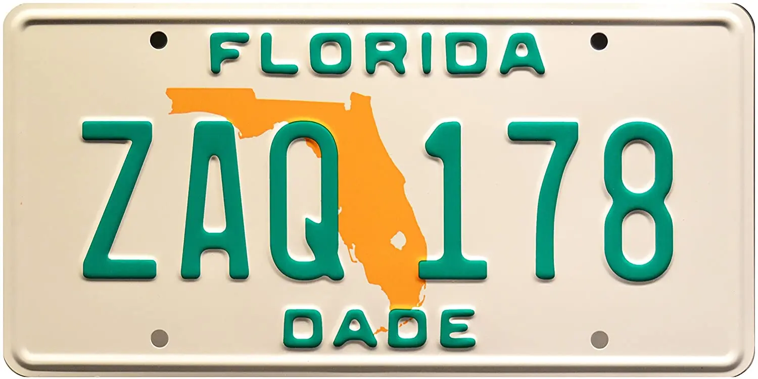 

Знаменитости машины Майами тиски | ZAQ 178 | Металлический штампованный номерной знак