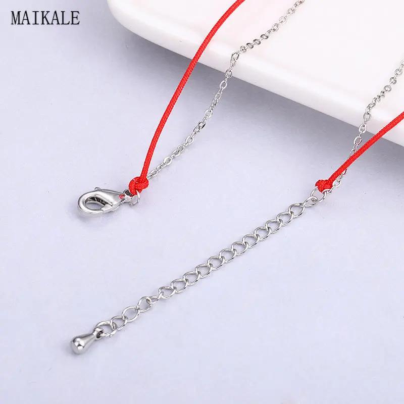 Женский браслет цепочка MAIKALE красный из фианита с подвесками в виде цветов