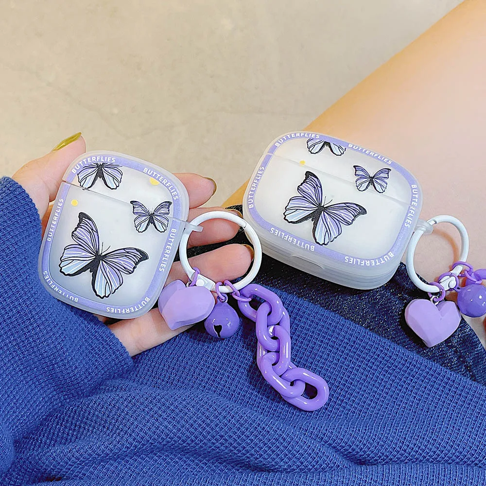

For Airpods Pro 3 Case Earphone Protective Cover Cute Butterfly Matte TPU funda for Apple Airpod Cases Cover for Airpods1/2 Case