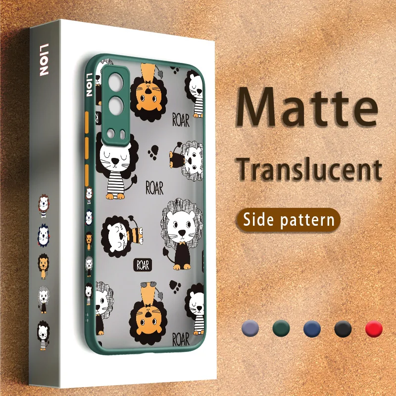 

Skin Feel Cartoon Lion Matte Transparent Case For VIVO iQOO U1 U1x Z3 U3 Z1 Z1X Cute Luxury Thin Shockproof Candy Color Cover