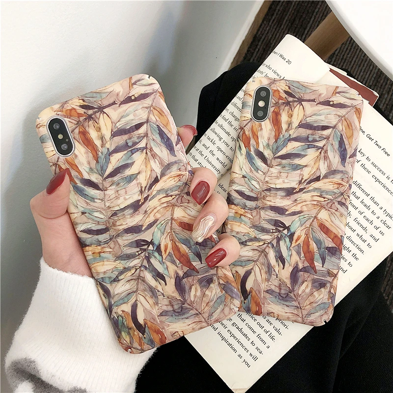 Винтажный чехол для телефона с акварельными цветочными листьями iphone XR Жесткий