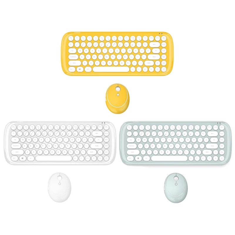 

Candy Color Round Keycap Usb Keyboard and Mouse Combo Mini Wireless 2.4G 1600dpi Dropshipping
