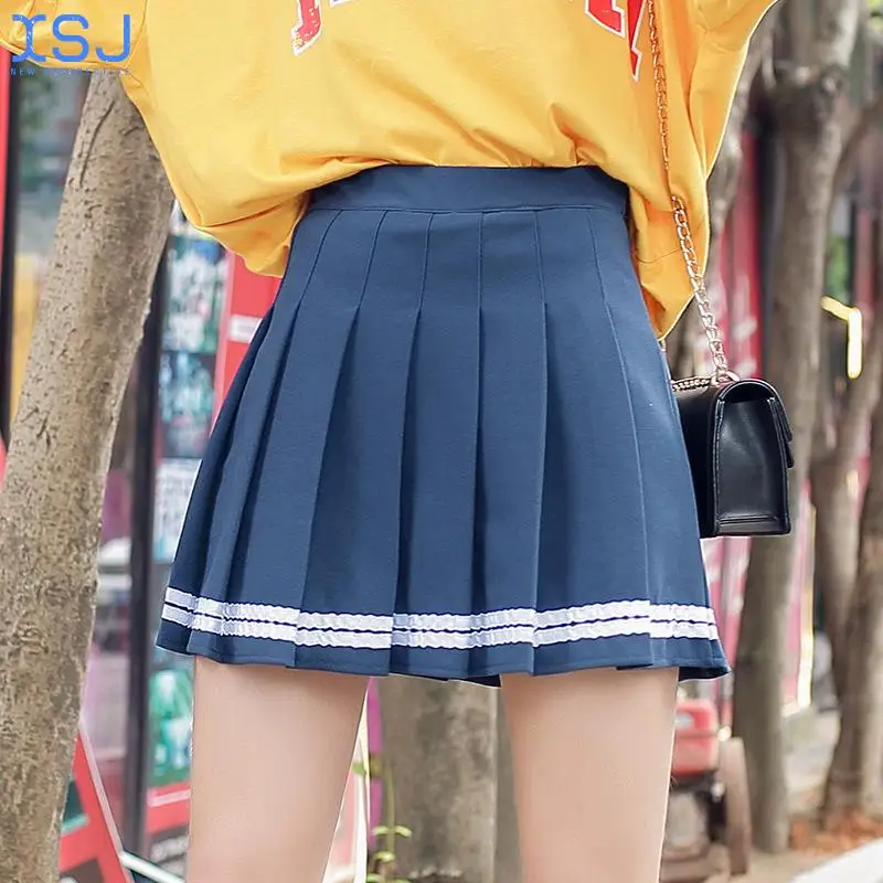 

Cute Sweet Girls Dance Mini Skirt Summer Women Skirt High Waist Stitching Student Pleated Skirts Women
